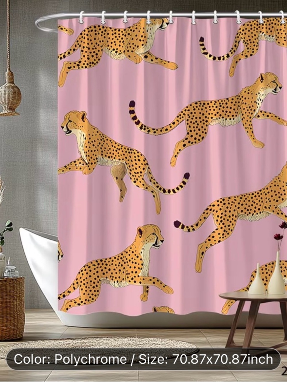 Pink Leopard Cheetah Print Shower Curtain